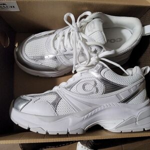 Coach White and Silver Athletic Sneakers